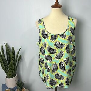 Attention palm leaf split back tank size xxl